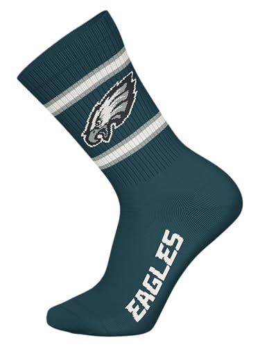 NFL Unisex Philadelphia Eagles 3pk Crew Socks, Green-White-Black, 35-38 (3er Pack)