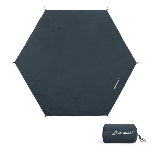 Clostnature Lona de Suelo para Tienda de Campaña - Lona Hexagonal Impermeable y Resistente, 366 x 318 cm Multifuncional Esterilla Ligera para Tienda, Cenador o Suelo Exterior, Senderismo y Acampada