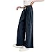 Tween Girls Casual Pants Baggy Straight Cargo Trousers Elastic High Waist Preppy Student Fashion Workout Pants Navy