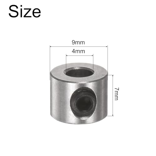 QUARKZMAN 12 Stück Satz-Scheibenkragen 4mm Bohrung Edelstahl Wellenkragen 9mm Außendurchmesser 7mm Breite Fahrwerksstopper Radkragen mit Innensechskantschlüssel