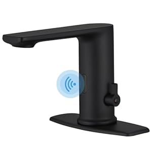 Homevacious Black Touchless Sensor Faucets Automatic Sensor Smart Bathroom Wash Basin Sink Faucet with Control Box and Temperature Mixer Faucet with Deck Plate for 1 Hole or 3 Hole