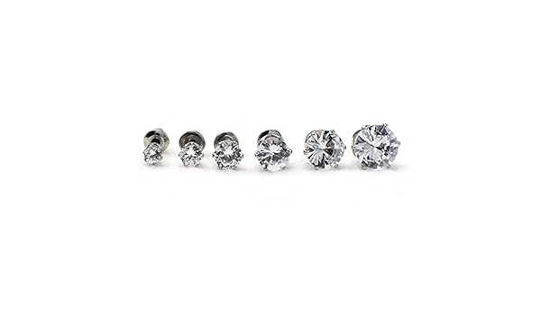 Amazon.co.jp: [silver KYASYA] 6点セット 一粒ピアス メンズ キラキラ