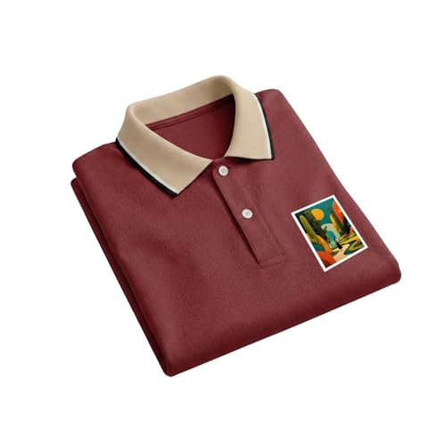 Image of Regular Fit Solid Half Sleeve Casual Tipping Collar Polo T-Shirt for Men