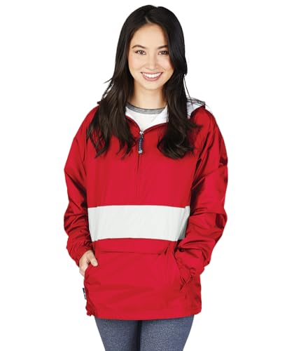 Image of Charles River Apparel Unisex Classic Solid Pullover, Water-Resistant Windbreaker with Flannel Lining