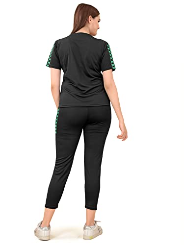 Image of DTR FASHION Lycra Blended Checkered Printed Tracksuit Co-ord Sets for Women TS HALF CHECKS NEW