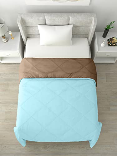 Image of Clasiko Reversible Single Bed Comforter; 60x90 Inches; 200GSM; Material - Cotton; Reversible; Color - Aqua Blue & Taupe; Pack of 1;