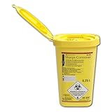 Henry Schein - Kanülenabwurfbehälter (0,25 Liter) für Spritzen, Nadeln & Skalpelle, stabile Sicherheitsbox mit Abdrehvorrichtung, oval, gelb