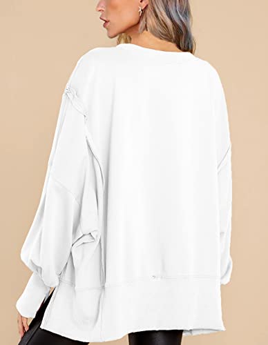 Image of BWQ Womens Oversized Sweatshirt Crewneck Long Sleeve Shirts Pullover Sweatshirts S-2XL