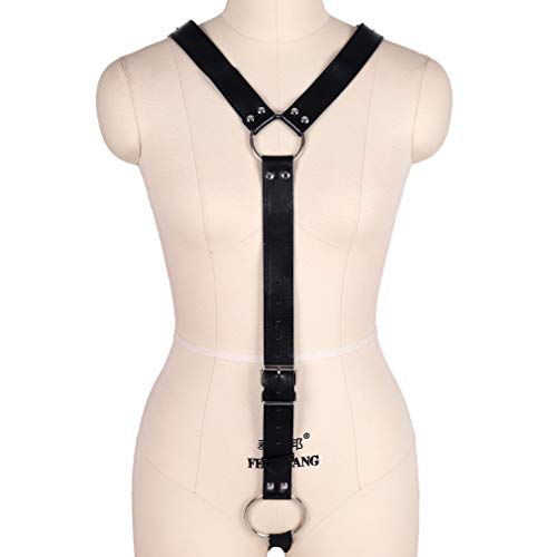 Men's Punk Leather Body Harness Leather Top Cage Chest Half Harness Adjustable Prom Clothing Accessories Black3