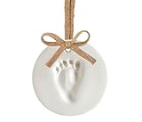 Kate & Milo Clay Babyprints Keepsake Kit, Newborn Handprint or Footprint Clay Impression, Easy No-Bake DIY Baby Memory Keepsake with Burlap Ribbon, Gender-Neutral Nursery Décor
