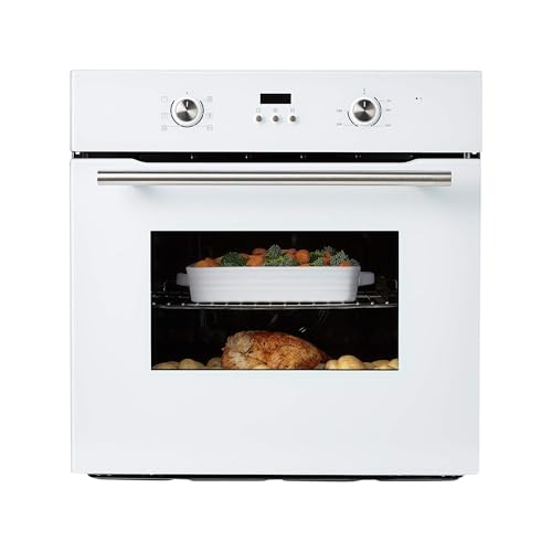 Cookology COF605WH 60cm 65 Litre Capacity, Installed Built In Electric Fan Oven, Integrated Single Fan Oven with Mechanical Dial Timer and Grill - in White