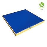 NiroSport Turnmatte 100 x 100 x 8 cm RG 25 Blau/Gelb Weichbodenmatte Matte Gymnastikmatte Fitnessmatte Sportmatte Trainingsmatte Bodenmatte Schutzmatte Übungsmatte wasserdicht