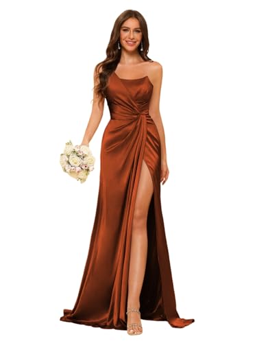 kopptioo Women's Bridesmaid Dresses One Shoulder Ruched Sleeveles...