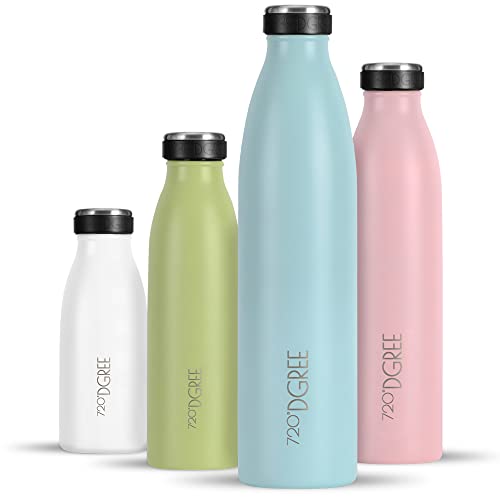 720°DGREE Edelstahl Trinkflasche “milkyBottle” - 750ml - BPA-Frei, Auslaufsicher, Kohlensäure geeignet - Thermosflasche für Sprudel, Sport, Uni, Schule, Fitness, Outdoor, Camping