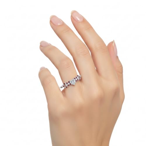 Image of Choose Your Gemstone Beautiful XO Design Diamond CZ Ring 925 Sterling Silver Heart Shape Side Stone Engagement Rings Lightweight Office Wear Everyday Gift Jewelry US Size 4 to 12