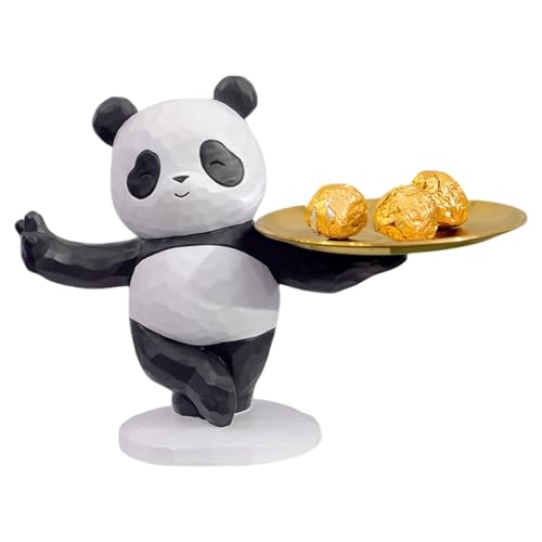 yztju Soporte para cloro, bandeja para llaves y cartera, bandeja creativa de almacenamiento de llaves de resina, figura de panda, escultura de animales, organizador para joyas, pendientes, soporte de