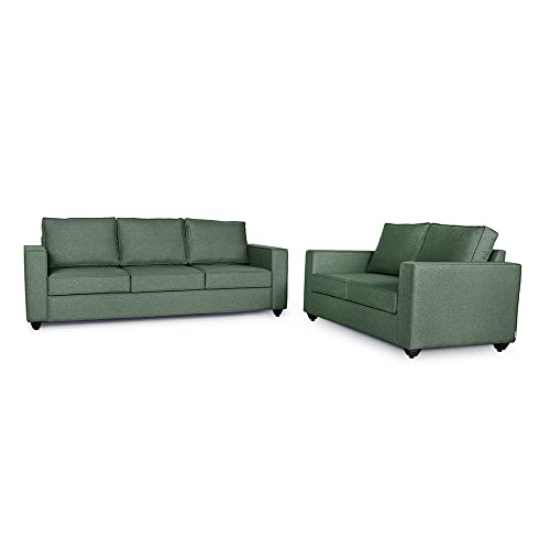 Image of Wakefit Sofa Set | 3 Year Warranty | Sofa 5 Seater, 5 Seater Sofa for Living Room, Wooden Sofa Set, Sofa Set 3+2 Seater - Napper(Omega : Green)