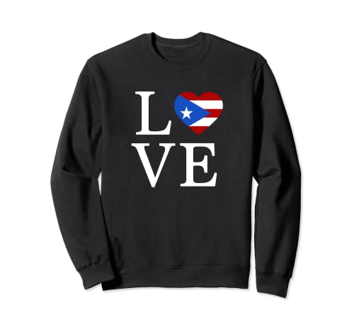 Bandera de Puerto Rico para viajes, vacaciones, playa, lindo corazón Sudadera