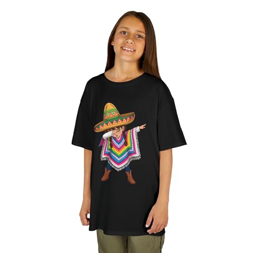 Dabbing Mexican Girl Shirt, Cute Sombrero & Poncho Kids Tee, Cinco de Mayo Youth T-Shirt2