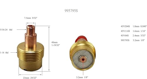Corps de collet 3,2mm pour diffuseur TIG Jumbo réglant les défauts de soudure WP9 - 3