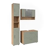 ensemble accessoire salle de bain bois LIVRAISON : armoire haute, armoire basse pour lavabo, armoire de toilette, notice de montage, matériel de montage (décoration non comprise)