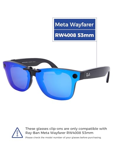 Polarized Clip-on Sunglasses for Ray-Ban Meta Wayfarer RW4008 53-22 for Men Women UV Protection-Ice Blue2