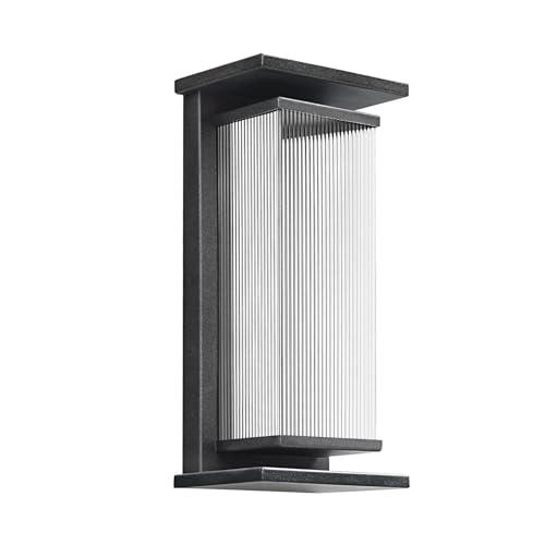 Outdoor Wall Lamp with Clear Glass Casing for Garage Doorway Entryway Patio, Waterproof Exterior Wall Light Fixtures with E26 Base Socket, 1-Pack (Modern Black)