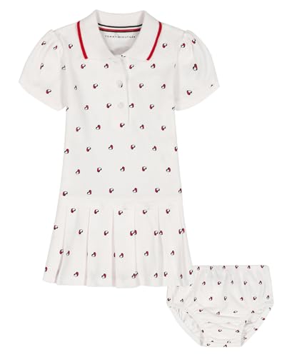 Tommy Hilfiger Baby Girl's 2-Piece Dress with Matching Bloomers, White Heart Flag, 24 Months