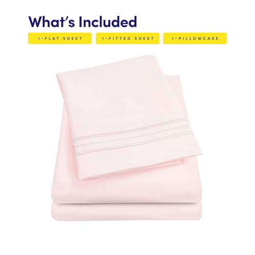 Image of 1500 Supreme Collection Twin XL Sheet Sets Pale Pink - 3 Piece Bed Sheets and Pillowcase Set for Twin XL Mattress - Extra Soft, Elastic Corner Straps, Deep Pocket Sheets, Twin XL Pale Pink