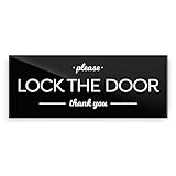 Reilly Originals 2x5 Inch Please Lock Door, Premium Acrylic Plexiglass Designer Sign ~ Ready to Stick ~ Durable & Washable