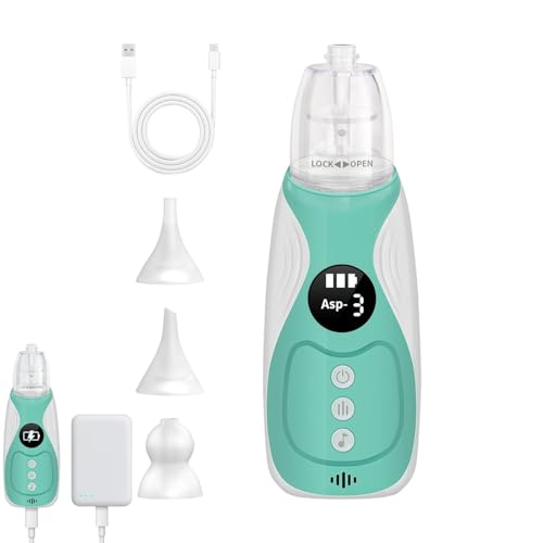 Gihioue Limpiador nasal eléctrico para niños, tres niveles de succión, aspirador nasal portátil, para madres, cuidadores, hogar, guardería, viajes, hora de dormir, habitación de los niños, rutina