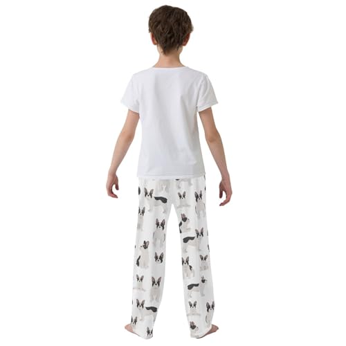 Boys' Pants Dog French Bulldog White Long Bottoms Jogger Pants Elastic Waist Trousers with Pockets S-XL3