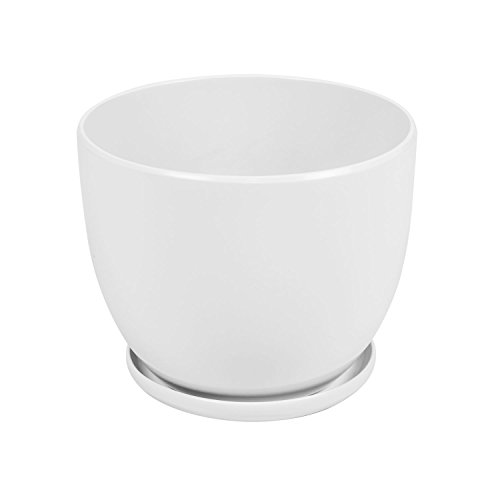 Keramik Keramiktopf Blumentopf Topf Übertopf D 215 mm Weiss Schale rund Cover