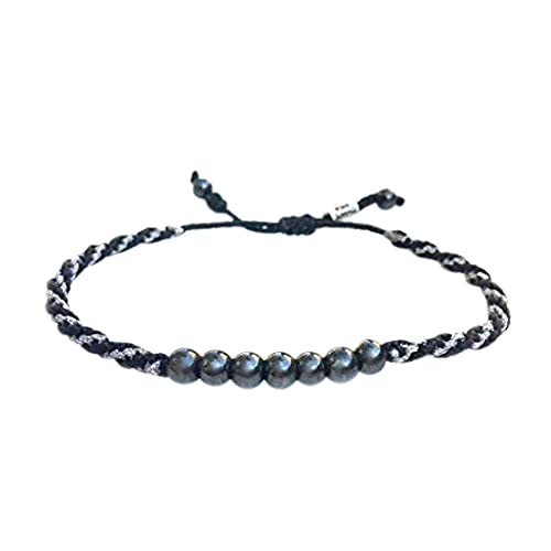 Miniatura 1 de Sailor Rope Bracelet in 2 Custom Colors for Men Women Kids - Beaded Lucky 7 Hematite Stones Handmade and Size Adjustable