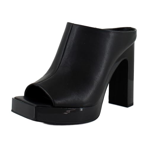 DKNY Women's Essential Open Toe Fashion Pump Heel Sandal Heeled, Black, 8.5