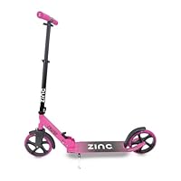 Zinc Cruise Kids Scooter – Big Wheel Kick Scooter for Ages 6+, Foldable 2-Wheel Scooters with 200mm Wheels, Lightweight, Height Adjustable, Rear Footbrake, Supports up to 100kg, Pink & Black