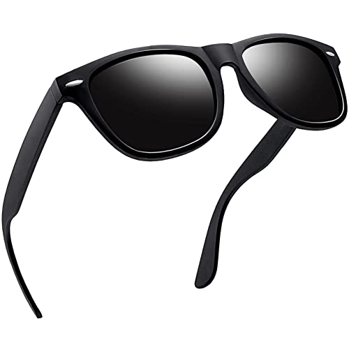 Joopin Polarisierte Sonnenbrille Herren Schwarz Rechteckige Retro Sonnenbrille Damen Sport und Klassische Black Sunglasses UV400 Unisex für Fahren (Voll Schwarz)