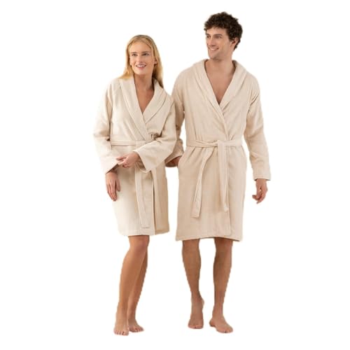 Chakra Albornoz Unisex Solid - 40% Bambú 60% Algodón, Suave y de Alta Absorbencia, Diseño Unisex | Beige - S