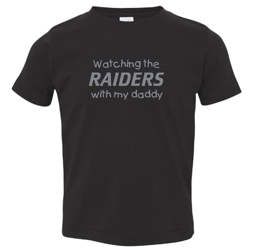 Watching The Raiders with My Daddy Kid's Toddler Boys Jersey T-Shirt - Black