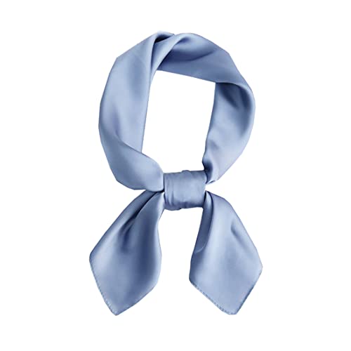 KOOYOL Damen Seidentuch Seide Leicht Seidenschal Bandana Halstuch Kopftuch Elegante Schal Tuch Geschenk für Frauen blau/grau A#