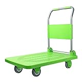 Chariot à plateforme pliable avec 4 roues antidérapantes durables, capacité de charge de 300 kg, parfait pour la maison, les écoles, les entreprises, les entrepôts, chariot utilitaire vert