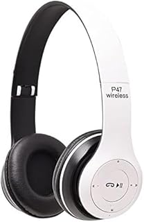 Fone de ouvido p47 headphone sem fio bluetooth micro sd fm (branco)