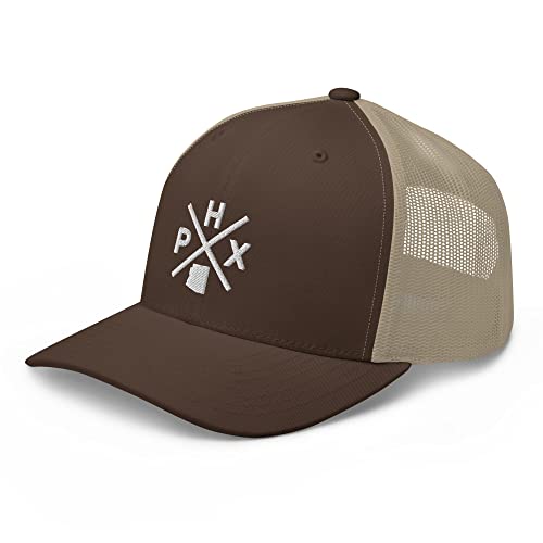 Retro Phoenix Trucker Hat Mesh PHX Cross Trucker Cap Brown/Khaki