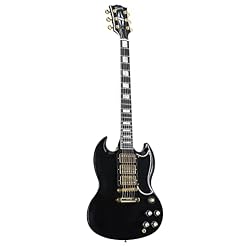 Gibson SG Custom 3-PU Ebony Gloss Gold – Guitare Électrique Personnalisée - Les Beatles, Paul McCartney, John Lennon, RIngo Starr, George Harrison
