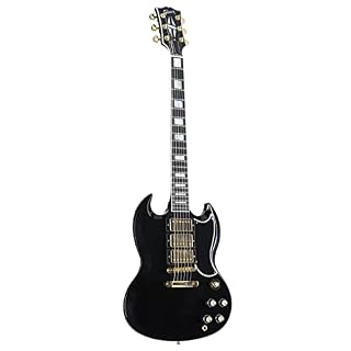 Gibson SG Custom 3-PU Ebony Gloss Gold – Guitare Électrique Personnalisée - Les Beatles, Paul McCartney, John Lennon, RIngo Starr, George Harrison