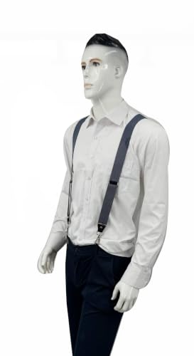 Image of Mens Suspenders with 3 Swivel Hooks Belt Loops 1.4 Inch Wide Heavy Duty Adjustable Braces