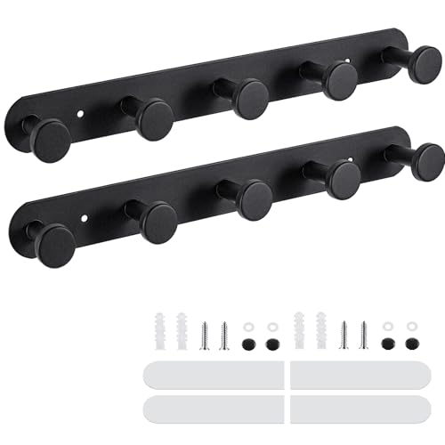 Dntorx 2 Stück Garderobenhaken Schwarz, Hakenleiste Selbstklebend & Schrauben Schwerlaste Garderobenleiste mit 5 Haken Klebbare Kleiderhaken Wandhaken für Badezimmer Schlafzimmer Wohnzimmer Tür Dntorx 2 Stück Garderobenhaken Schwarz, Hakenleiste Selbstklebend & Schrauben Schwerlaste Garderobenleiste mit 5 Haken Klebbare Kleiderhaken Wandhaken für Badezimmer Schlafzimmer Wohnzimmer Tür
