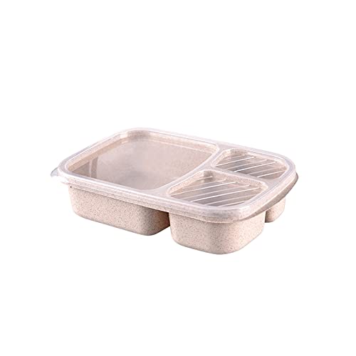 JINGYAN Caja Bento Caja de almuerzo Material Bento Cajas Microondas Vajilla Almacenamiento Almuerzo Lunchbox para adultos(Beige)