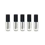 DNHCLL 5 PCS 1.3 ML Mini Reusable Empty Black Cap Plastic Empty Clear Lip Gloss Tube Lip Balm Cute Bottle Cosmetic Gloss Container Tubes Travel,DIY Lipstick Container Vials