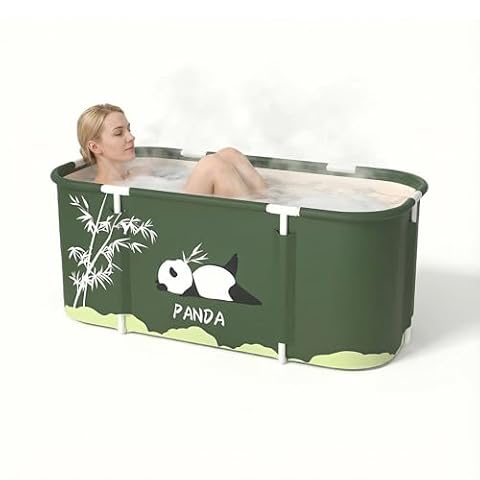 SOONHUA Przenośna wanna składana dla dorosłych, wolnostojąca z hydromasażem, pogrubiona wielowarstwowa duża do kąpieli wewnątrz i na zewnątrz, gorące SPA, 115 x 50 cm